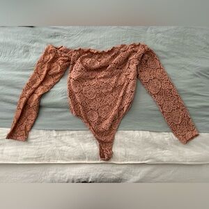 ASOS blush pinkish tan lace body suit. Size: US 10